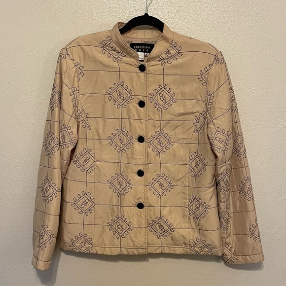Christina Hope Jackets & Blazers - Vintage Christina Hope Silk Quilted Jacket Embroidered Detail Size Medium Button